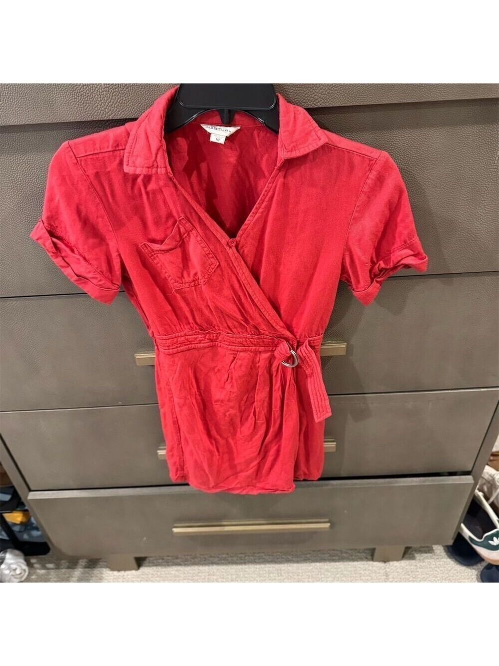 Habitual Kids Red Wrap Dress Size 10 Knee Length Casual Short Sleeve